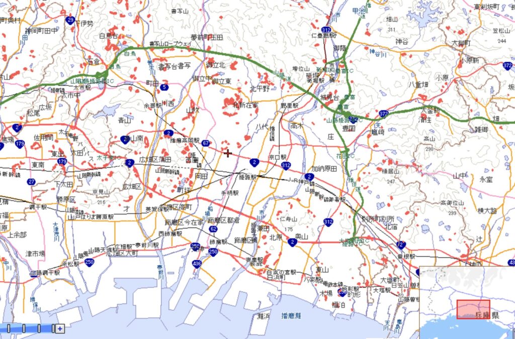 姫路市周辺の土砂災害特別警戒区域