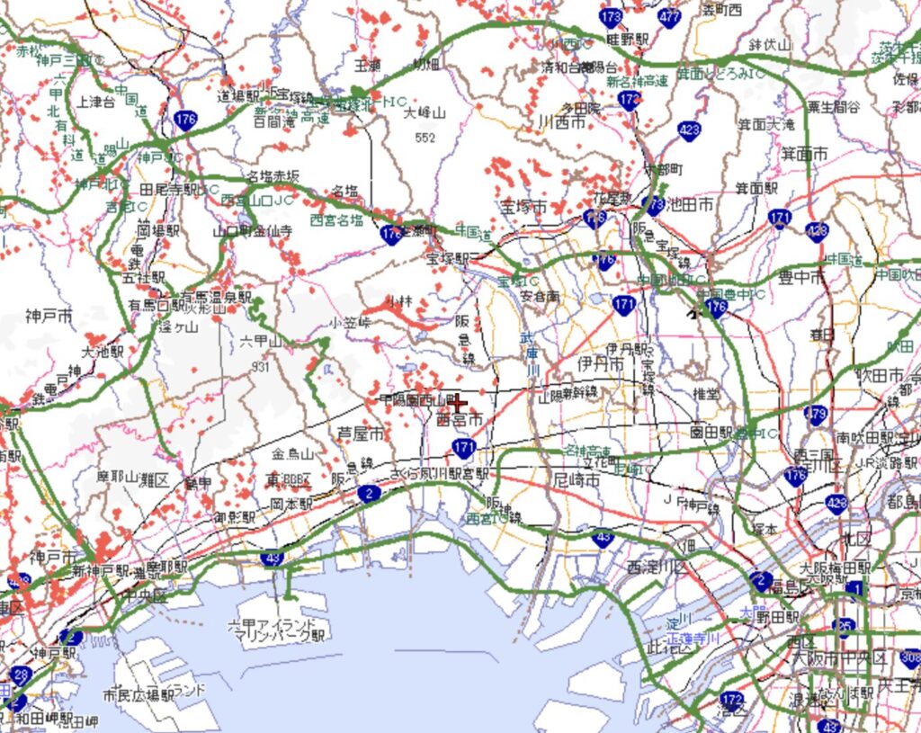 兵庫県西宮市の土砂災害特別警戒区域
